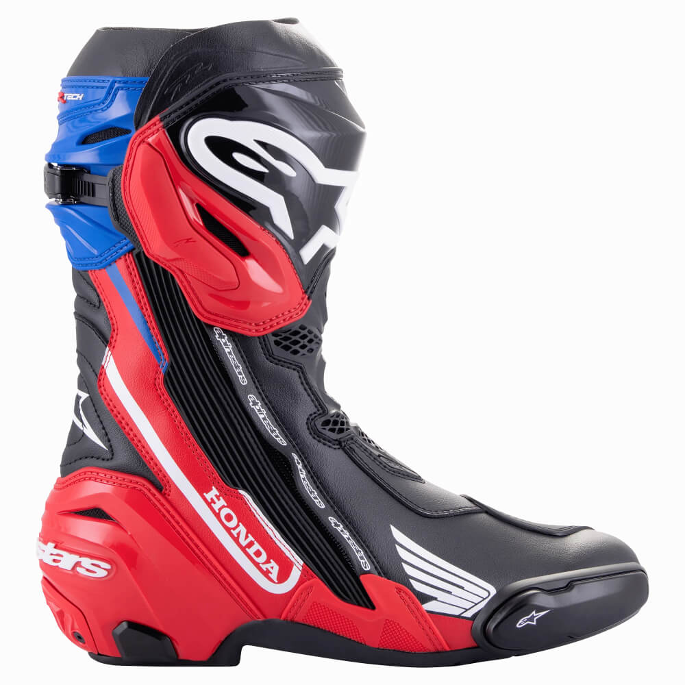 Alpinestars Honda Supertech R Boots Black / Bright Red / Blue – Honda Direct